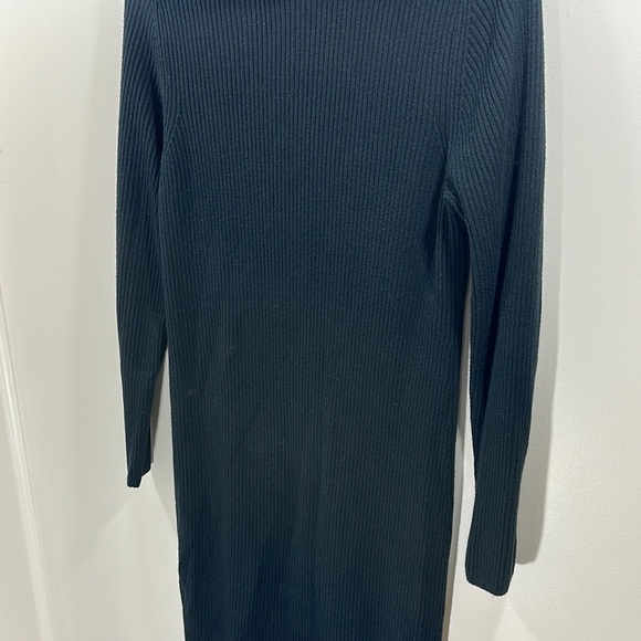 GAP Black Turtleneck Rib Midi Long Sleeve Sweater Dress Large - Picture 4 of 9
